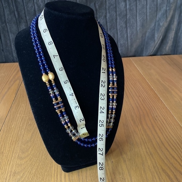 Copy - Vintage Royal Blue & Gold beads. Great look, double strand lays flat nec… - Picture 5 of 5
